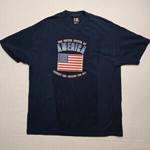 Vintage Giant Shirt United States Of America Patriotic USA Flag Blue XL Tee